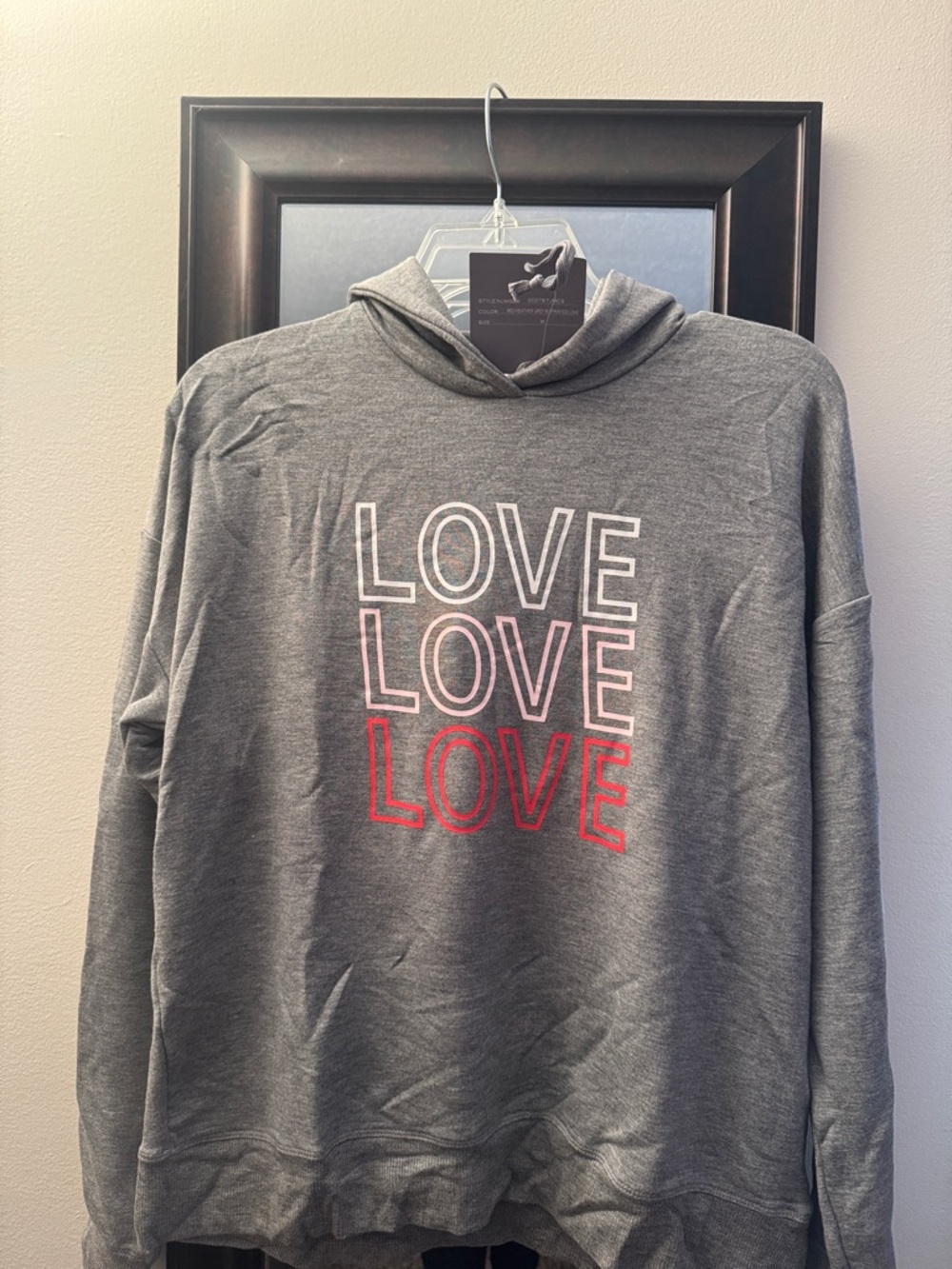 Marled Gray Hooded Sweatshirt with Stacked LOVE Graphic